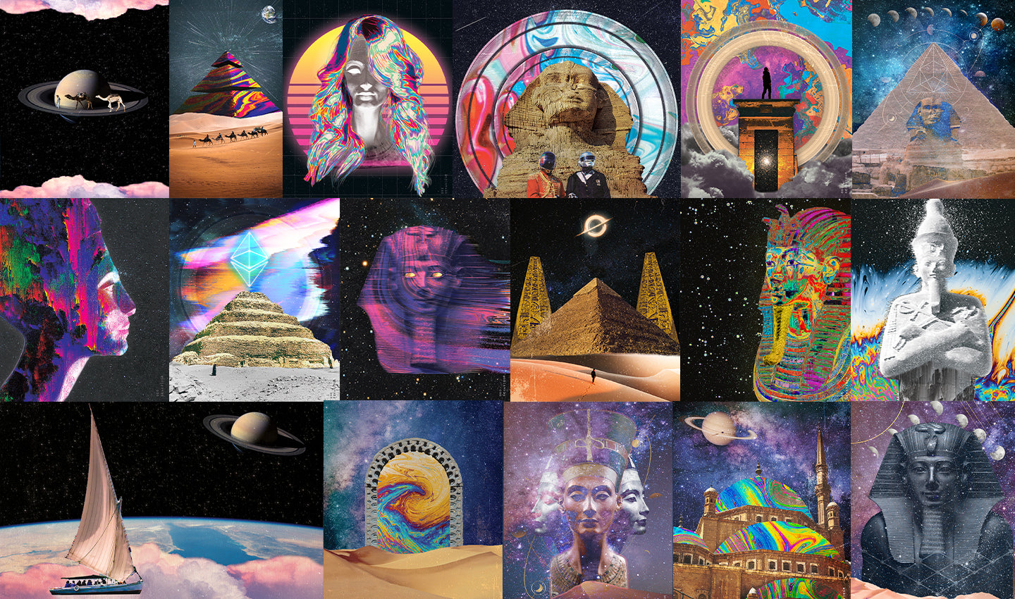 Cosmic Pharaonica - Digital Collage Art Prints - Odd Behaviour Store